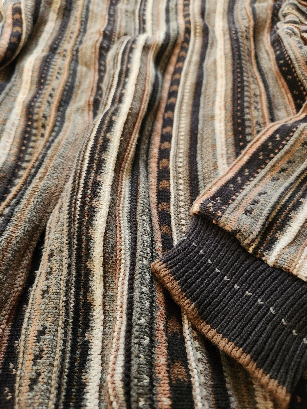 Vintage Carmel 3D Knit Sweater | Size Large | 90s Grandpa Sweater